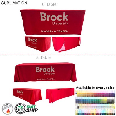 72 Hr Fast Ship - Sublimated Convertible Table Cloth, Converts from 8' to 6', Drape style, 4 sided